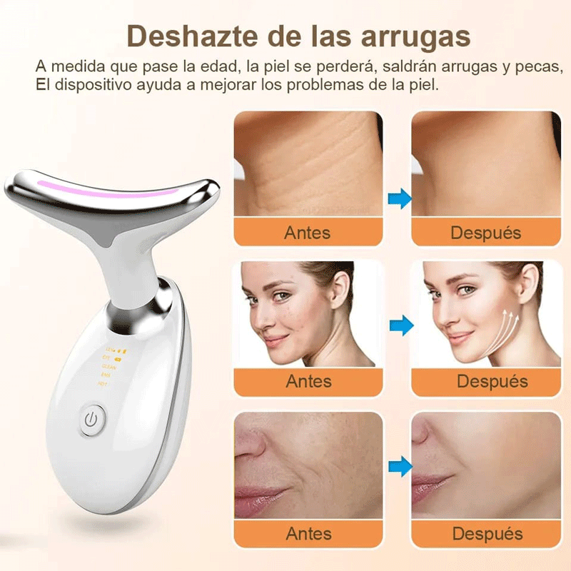 Masajeador antiarrugas facial con 3 luces